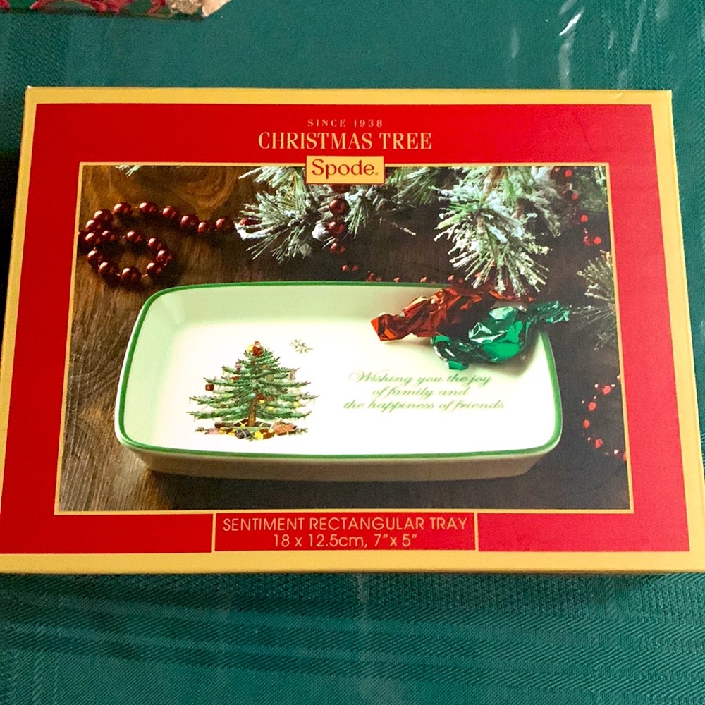 Spode Christmas Tree Rectangular Sentiment Tray - Picture 2 of 2